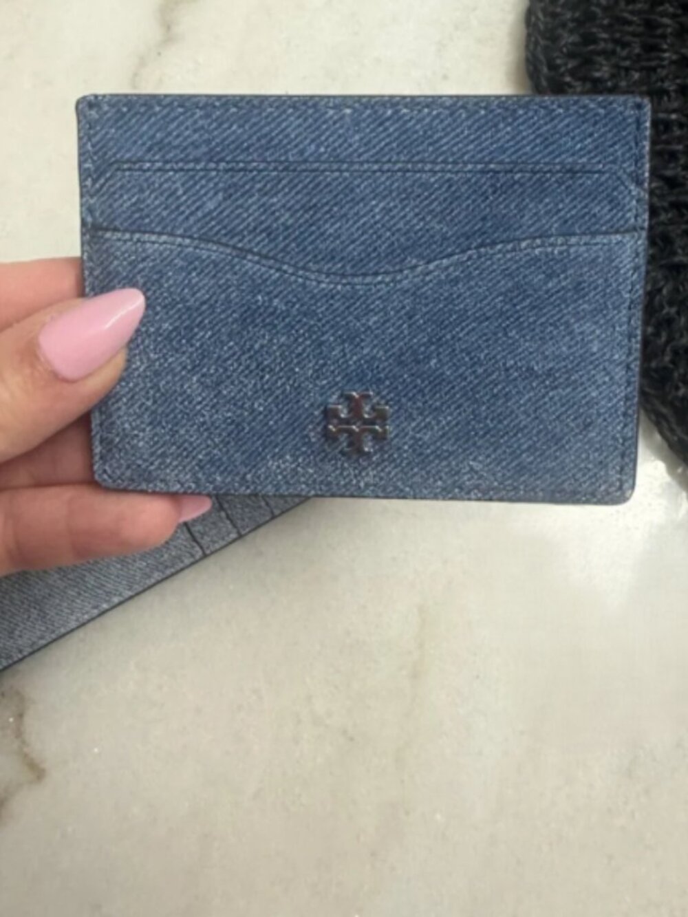TORY BURCH Denim Suede Card Holder
